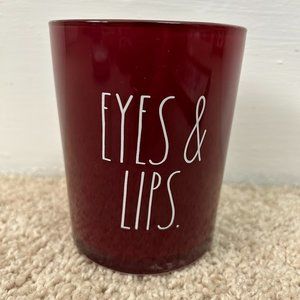 Rae Dunn Lips & Eyes Maroon Red Brush Holder